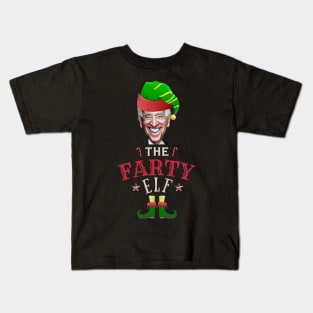 The Farty Biden Elf Funny | Sarcastic Political Anti Biden Design Kids T-Shirt